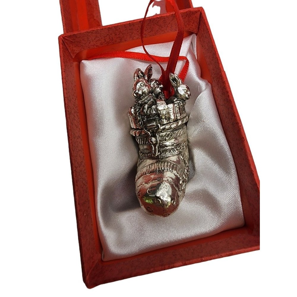 Arthur Court  Christmas Collectible Ornament Stocking Rabbit Trinket 2001